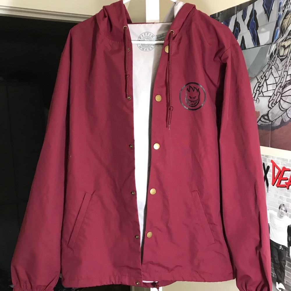 Burgundy/Red Spitfire Hooded Coach Jacket